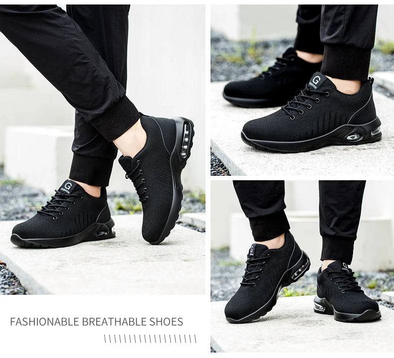 Air Cushion Work Safety Shoes For Men Women Breathable Work Sneakers Steel Toe Shoes Anti-puncture Safety Protective Shoe