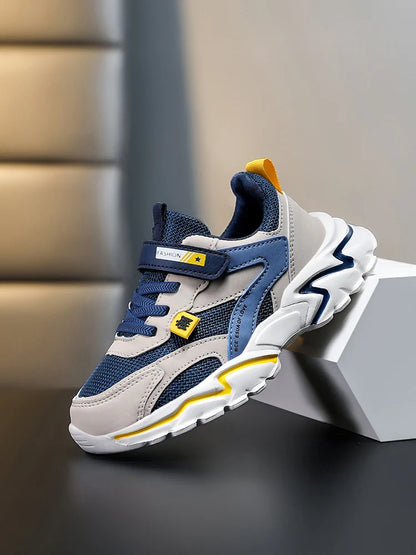 Kid Sneakers Sport Shoes for Boys Fashion Leather Children Breathable Mesh Comfort Shoes Casual Walking Outdoor Running Shoes