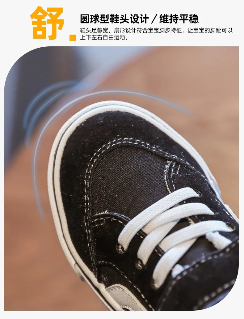 Kid's Canvas Shoes Boys Board Shoes New Net Red Low Gang Middle and Large Children Baby Girls Board Shoes Parent-Child Shoe