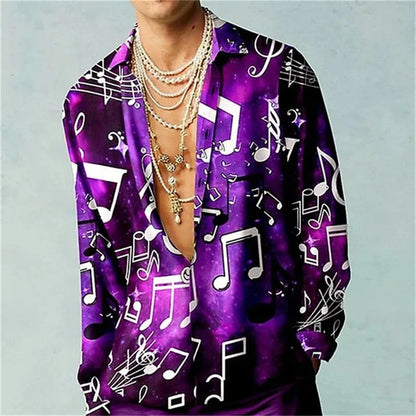 Casual Simple Long Sleeve Shirt Men's Fall Men's Shirt Long Sleeve Men's Ethnic Style Graphic 3d Print Holiday Button Men's Shir