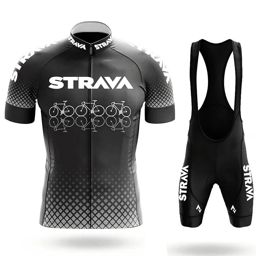 Strava Men's Cycling Outfit Bicycle Shorts Road Bike Sports Set Mountain Cycle Jersey Breathable Summer Clothing Pro Uniform