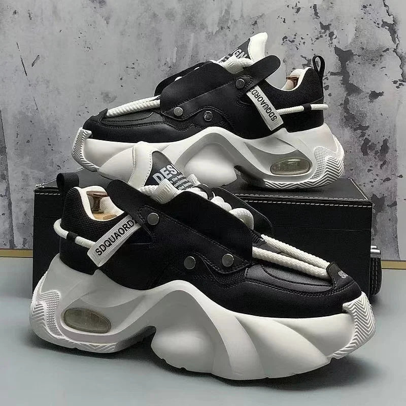 New Fashion Brand Designer Whtie Thick Bottom Casual Board Shoes for Men Flats Loafers Sports Walking Sneakers Zapatos Hombre