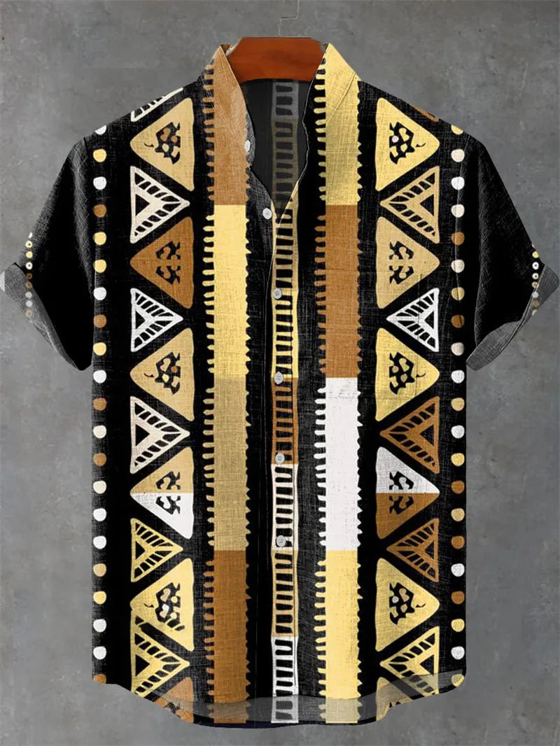 3D Men's Hawaiian Shirt Men's Linen Summer Stitching Retro Shirt Single Breasted Short Sleeved Top Camisa Hawaiana Hombre