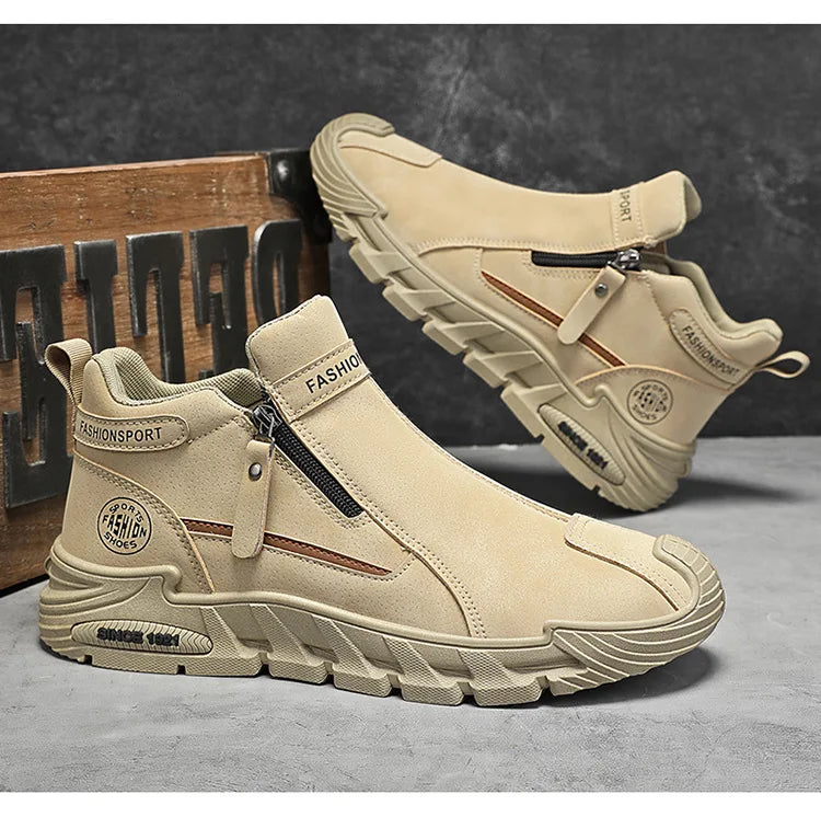 Men's High-Cut Casual Sports Shoes Anti-Slip Wear-Resistant Ankle Boots Outdoor Workwear Footwear for Comfortable Walking