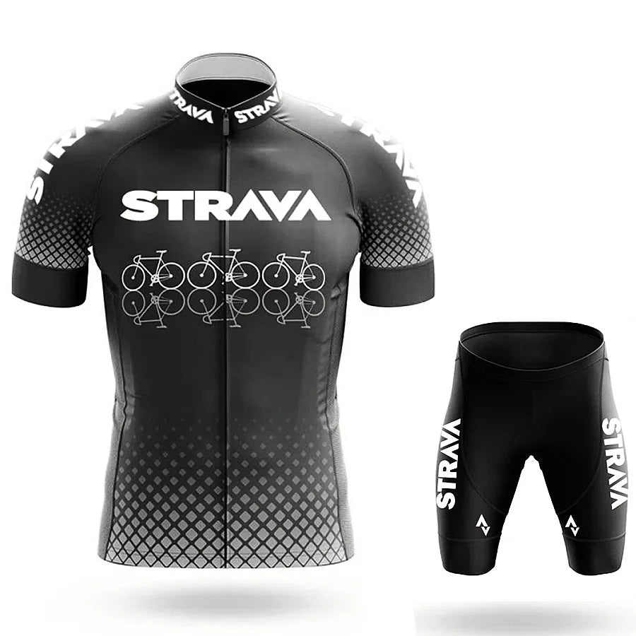 Strava Men's Cycling Outfit Bicycle Shorts Road Bike Sports Set Mountain Cycle Jersey Breathable Summer Clothing Pro Uniform