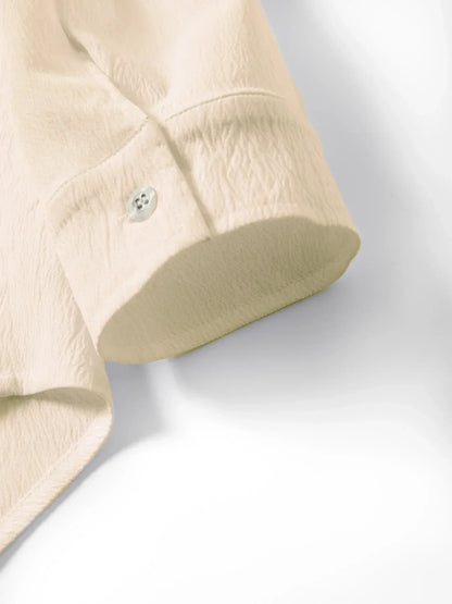 Men'sshirt Classic Casual Stand-up Collar Long-sleeved V-neck Shirt Sleeve Split-sleeved Light Breathable Beach Vacation T-shirt