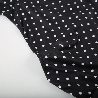 SUCHCUTE Sexy Polka Dot Print Halter Dress For Women Elegant Party Slim Backless Sleeveless Mini Dress Summer Vacation Outfits