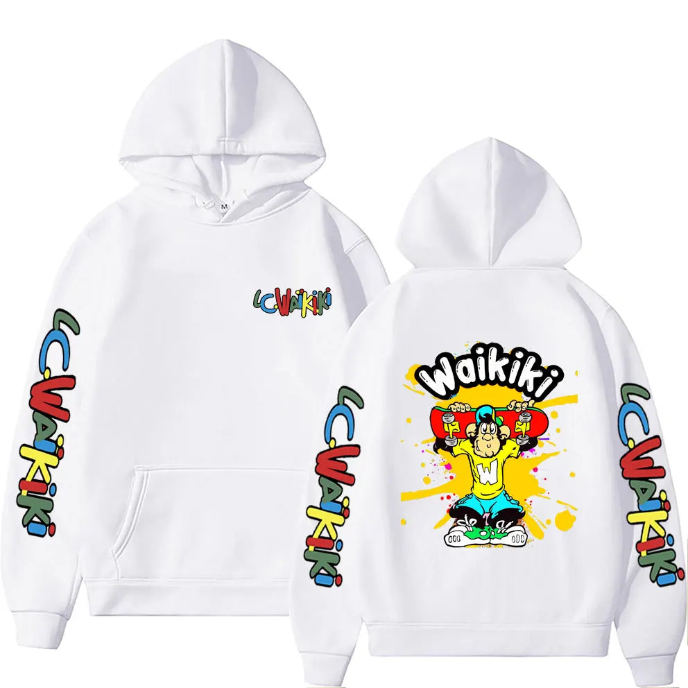 Funny Lc Waikiki Monkey Graphic Hoodie Men Women Casual Oversized Hooded Sweatshirt Men's Fashion Cartoon Pullover Hoodies Tops