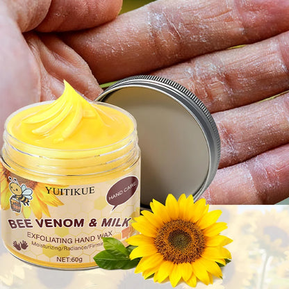 Bee Venom Milk Exfoliating Hand Wax Mask 60g - Gentle peel, moisturizes, whitens, and firms hands, painless