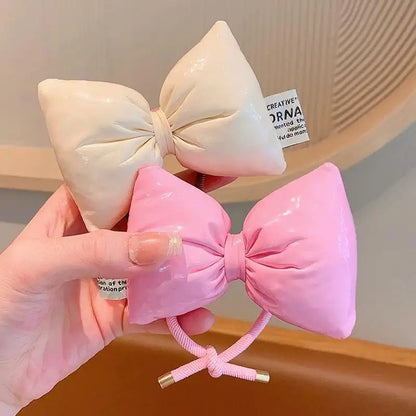Large Bow Children Hair Rope Pink Red Princess Rubber Bands Headwear Baby Girl High Ponytail Holder Ropes Kids Hair Accessories