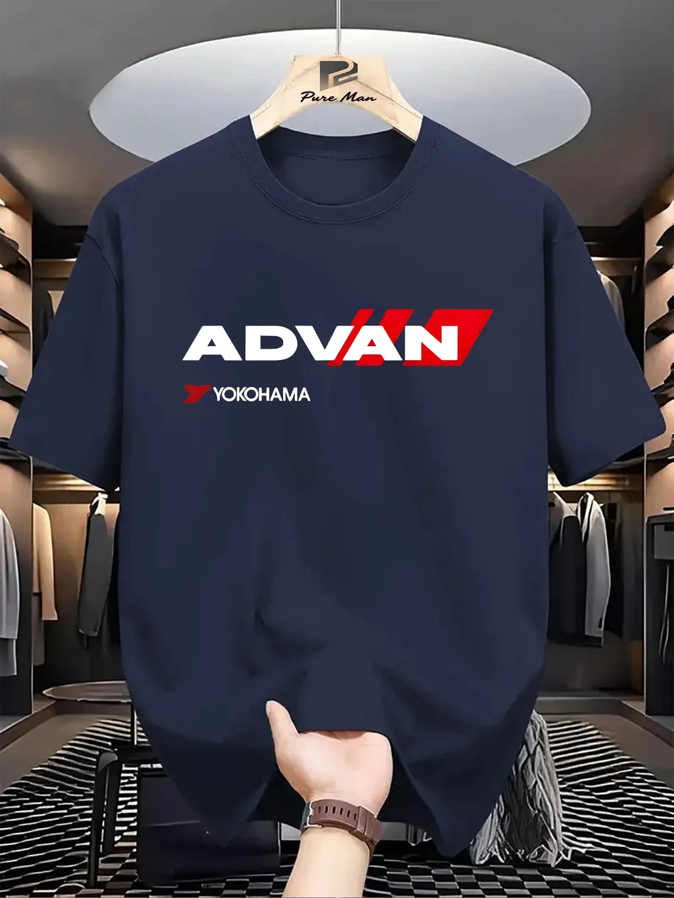 100% cotton men's casual loose T-shirt breathable and fashionable letter pattern printed short sleeved round neck top