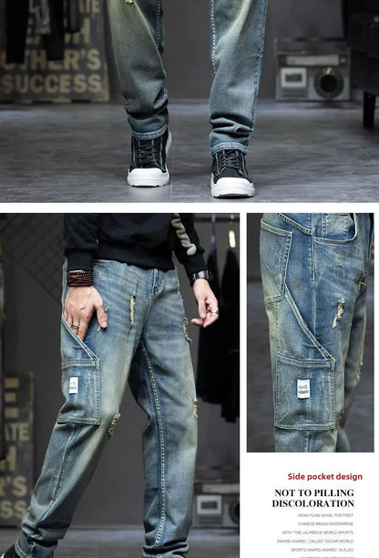 Spring Autumn Men's Jeans Luxury Fashion Plus Size 44 Boyfriend Streetwear Casual Harem Denim Jeans Pants Blue Designer Trousers
