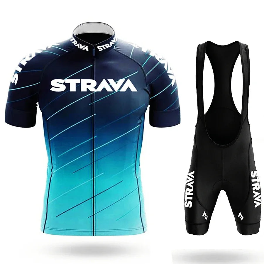 Strava Men's Cycling Outfit Bicycle Shorts Road Bike Sports Set Mountain Cycle Jersey Breathable Summer Clothing Pro Uniform