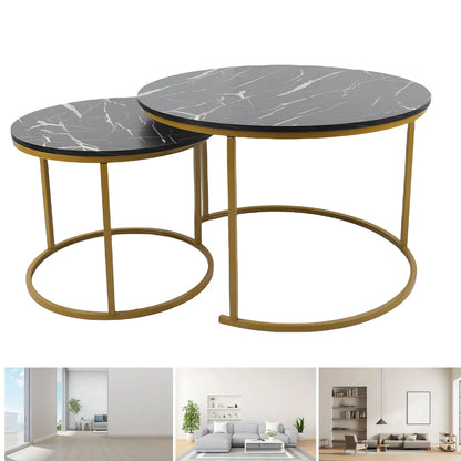 Coffee Table Set Minimalist Modern Nesting Round Center Table for Living Room Apartment Balcony Yard