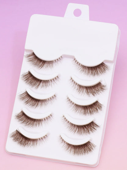 Christmas new 5 Pairs Brown Lashes 3D Mink  Natural Long False Eyelashes Dramatic Volume Fake Lashes Makeup Eyelash Extension
