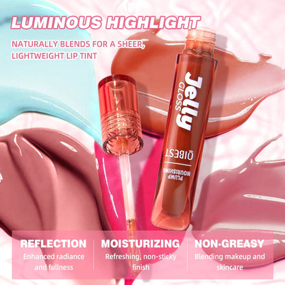 Mirror Water Light Jelly Lip Gloss Shiny Mirror Moisturizer Sexy Red Rose Liquid Lipstick Glitter Lip Oil Glass Lip Stain Makeup