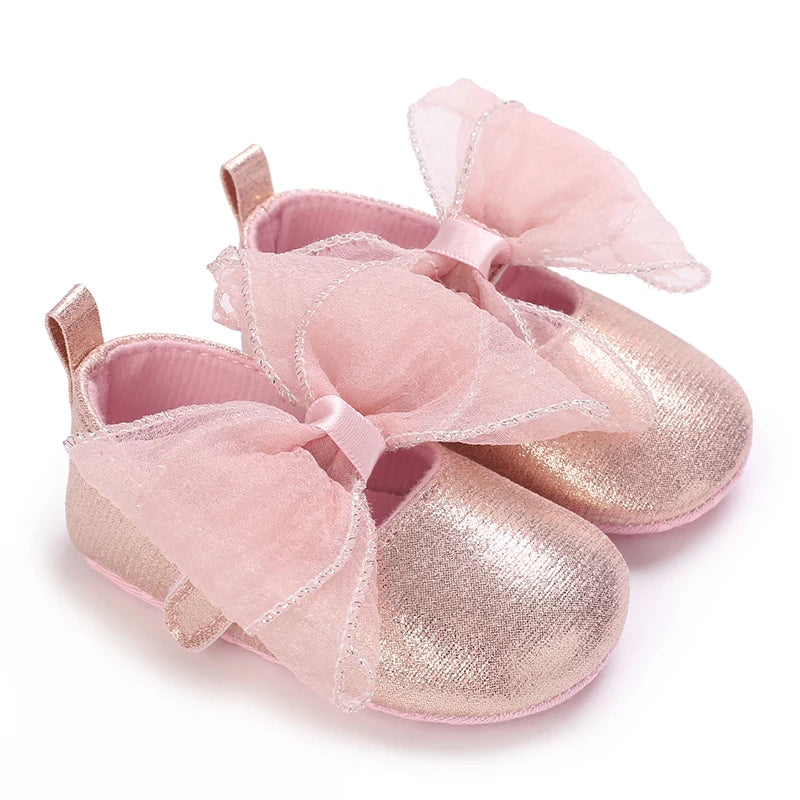 Cute Girl 0-18M Baby Shoes Pink Theme Bow Princess Shoes Spring and Autumn Soft Sole Lightweight Garden Shoes Casual Shoes