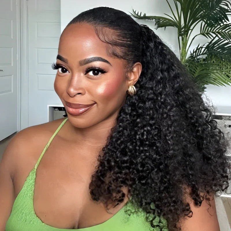 300 Density Burmese Curly Human Hair Wigs For Women 4C Afro Kinky Culry 3 IN 1 Half Wigs Human Hair Wigs 100% Human Hair On Sale
