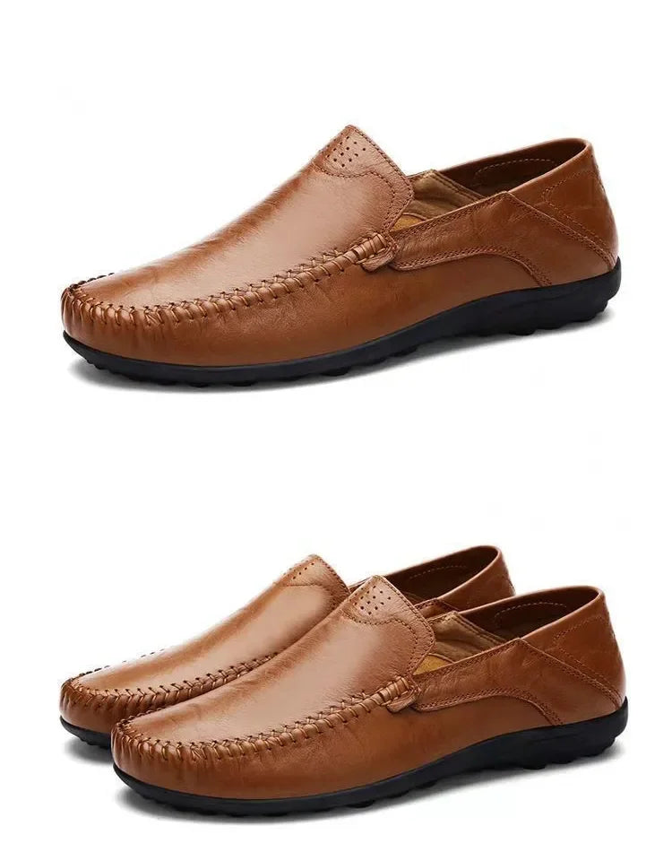 Shoes Men Leather Spring Loafers Slip on Business Casual Leather Shoes Classic Soft Moccasins Hombre Breathable Flats Shoes