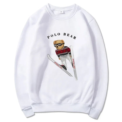 Men's casual and comfortable pullover, fashionable and versatile hooded sweatshirt with teddy bear pattern, sports shirt