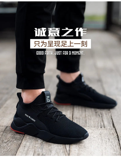 2025 New Man's Sports Shoes Korean Version Trendy work  Shoes Man Casual Running Shoes Flying Woven Breathable Summer Shoes Man