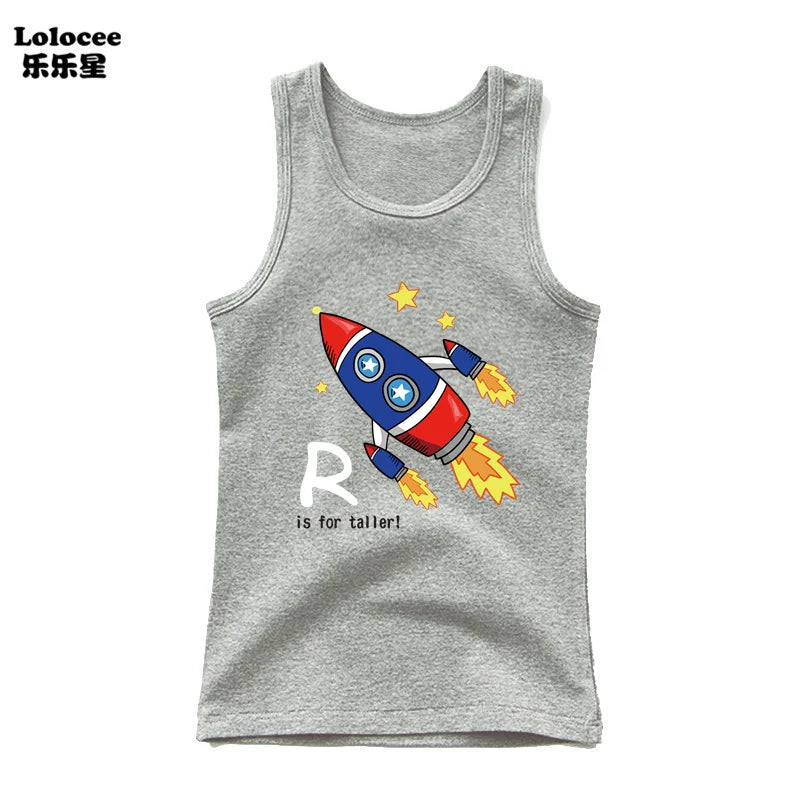 Boys Sleeveless Vest Kids Letter Print Summer 2025 Casual Tank Top Teenagers Singlet Children Camisoles Clothing