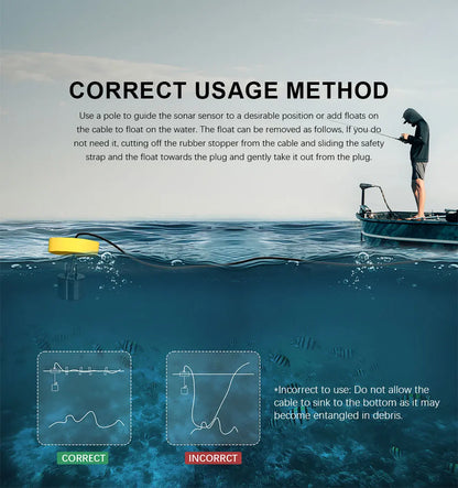 FFC1108-1 Alarm 100M Portable Sonar Fish Finders 45 degrees Sonar Coverage Echo Sounder Alarm Transducer Lake Sea Fishing