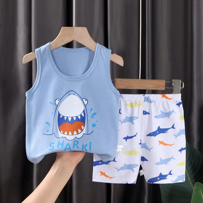 Fashion Kids Clothes Boys Girls Sets Top Shorts 2PCS 100% Cotton Soft Summer Children Baby Cloths T-shirt Shorts Toddler Suit