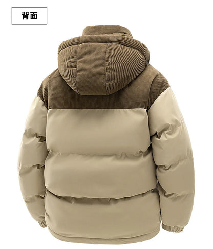 Men's New Winter Cotton Jacket: Fleece-Lined, Thickened for Warmth, with Removable Hood and Stand-Up Collar for Cold Resistance