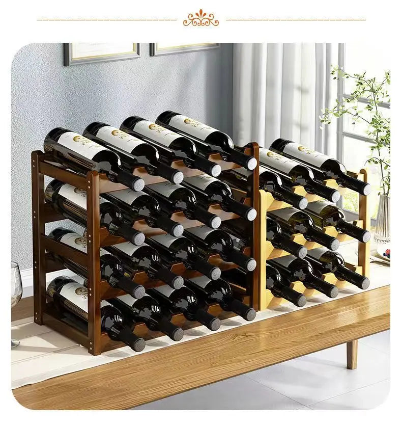 Red WineRack Decoration Household Grid Wine Display Rack Table Creative WineBottle rack Simple wine Cabinet Assemble StorageRack
