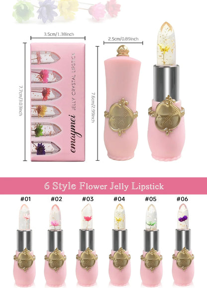 Dried Flower Jelly Lip Balm Lipstick Transparent Waterproof Crystal Lip Oil Hydrating Lip Gloss Plumper Clear Lip Plumper Makeup