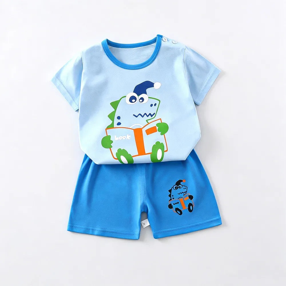 Kids Clothes Set Baby Boy/Girl T-Shirt + Shorts Summer Clothing Cotton Cartoon Casual Boys Tracksuit Children Baby Clothes Set