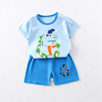 Kids Clothes Set Baby Boy/Girl T-Shirt + Shorts Summer Clothing Cotton Cartoon Casual Boys Tracksuit Children Baby Clothes Set
