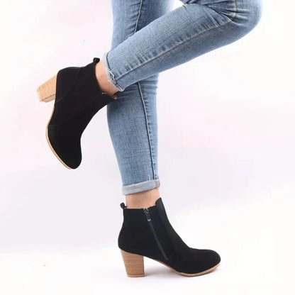 Woman Boots Autumn Winter Chunky Heels Zip Shoes for Women Luxury Fashion Chelsea Ankle Boots Women Fashion Comfortable Boots