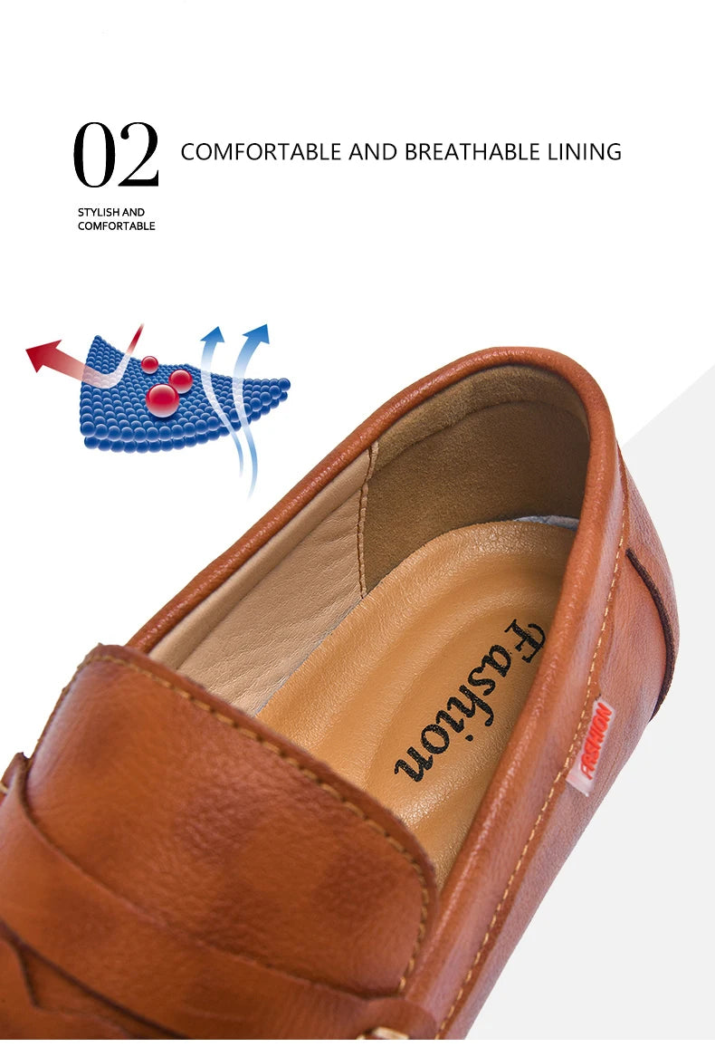 Men Shoes Casual Leather Mens Loafers Moccasins Designer Slip on Boat Shoes High Quality Chaussure Homme Plus Size 38-47
