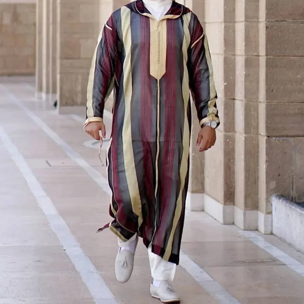 New 2025 Traditional Muslim Clothing Eid Middle East Jubba Thobe Men Thobe Arab Muslim Robes with Long Sleeves Gifts for Husband