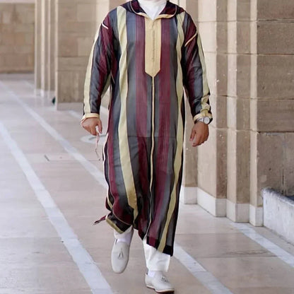 New 2025 Traditional Muslim Clothing Eid Middle East Jubba Thobe Men Thobe Arab Muslim Robes with Long Sleeves Gifts for Husband