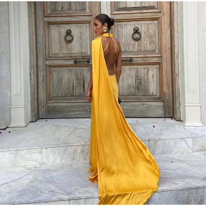 Ribbon Satin Long Party Dress Women Elegant Solid Sleeveless Female Backless Dresses 2026 Summer Autumn Lady Evening Club Gowns
