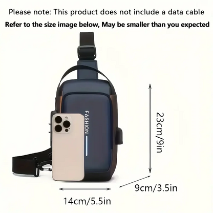 Stylish Men's Sling Bag - Durable Oxford Fabric, Crossbody Chest Pack with Phone Pocket, Zip Closure for Daily Commute