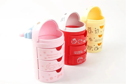 hello kitty anime peripheral cartoon 3-layer drawer storage box my melody cute cat makeup box kawaii birthday gift for women