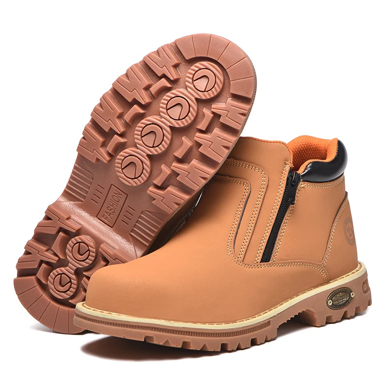 Anti Puncture Anti Smashing Work Boots Safety Steel Toe Shoes Men Waterproof Leather Boots Protective Shoes Safety Men Boots