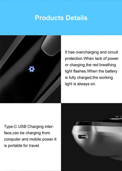 Blackstone Electrical Rotary Shaver for Men 3D Floating Blade Washable USB Rechargeable Shaving Beard Machine