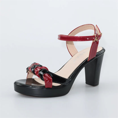 High quality summer leather sandals for women 8cm 10cm high heel 2024 size 32 33 43 platform open toe elegant shoe black white