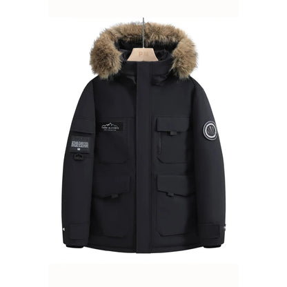 New Winter Down Jackets for Men Hoods and Fur Collars New High-quality Waterproof Windproof Down Coat for Men Women Warm Parkas