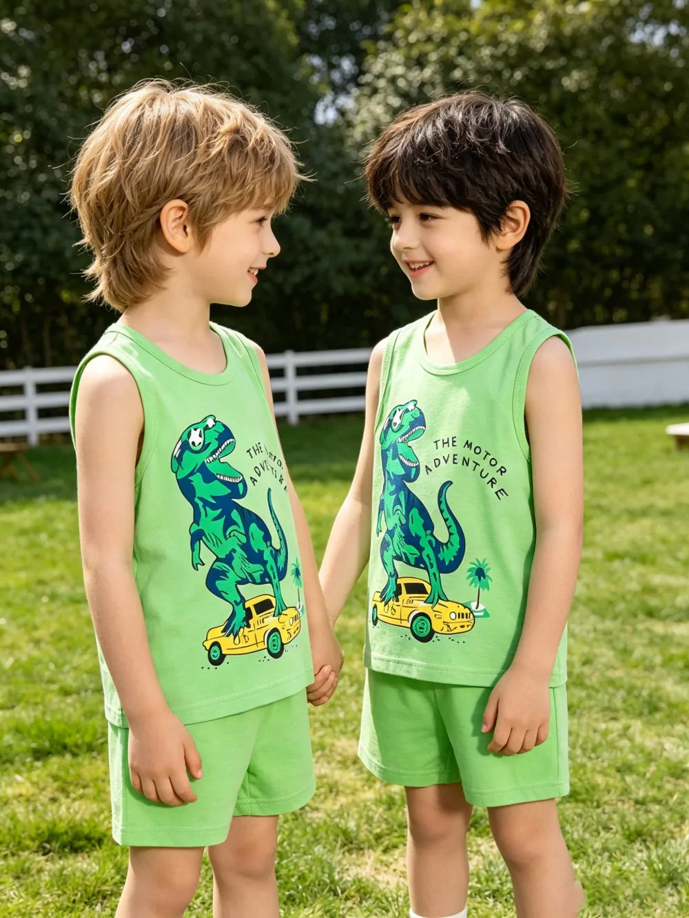 Summer Boys Clothing Sets Children's Sleeveless Cotton Clothes Kids Vest+Shorts 2pcs Boys Outfits Sportwear Cartoon Baby Sets