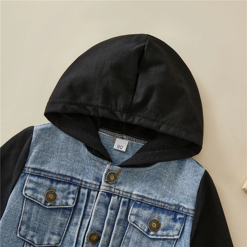 2023 Children Jackets Coat Autumn Winter Boy Suit Girl Clothes Baby Denim Hooded Outwear Outfits Toddler Kids Clothing