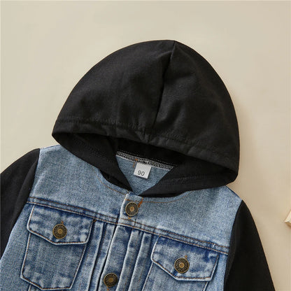 2023 Children Jackets Coat Autumn Winter Boy Suit Girl Clothes Baby Denim Hooded Outwear Outfits Toddler Kids Clothing