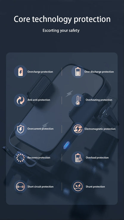 Wireless Car Charger Stand Automatic Fast Charging Station For iPhone 15 14 13 12 Samsung Z Flip Fold Xiaomi Phone Holder Mount