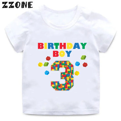 Master Builder Blocks Building Print Funny Boys Clothes 1 2 3 4 5 6 7 8 9 Years Happy Birthday Kids T shirt Baby Girls T-Shirts