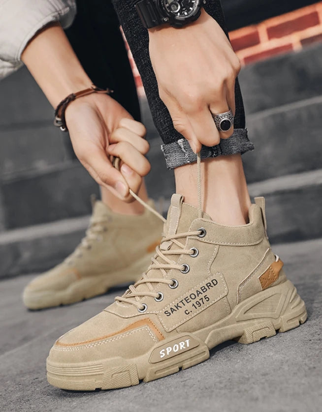 Shoes Man High Top Boots Comfort Botas Outdoor Fashion Desert Shoes Men's Platform Work Boot Wear-resistant Hiking Boot